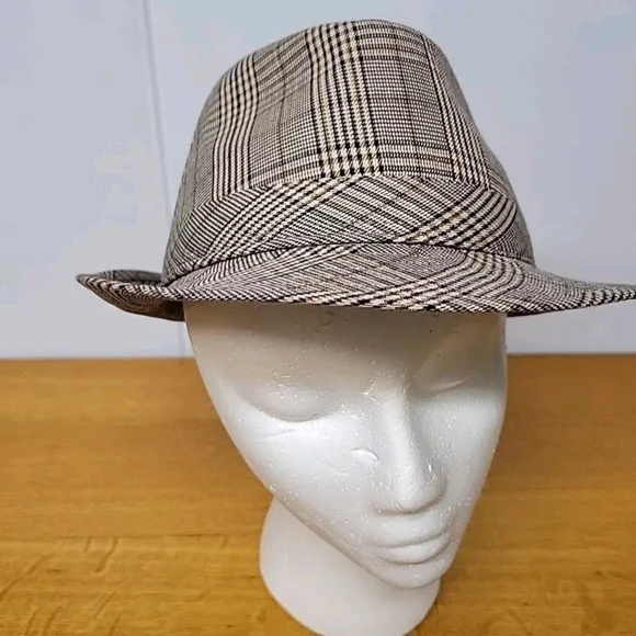 Anoma Woman’s Brown Plaid Fedora Hat Size  100% Cotton 7⅛(22") - Picture 9 of 10